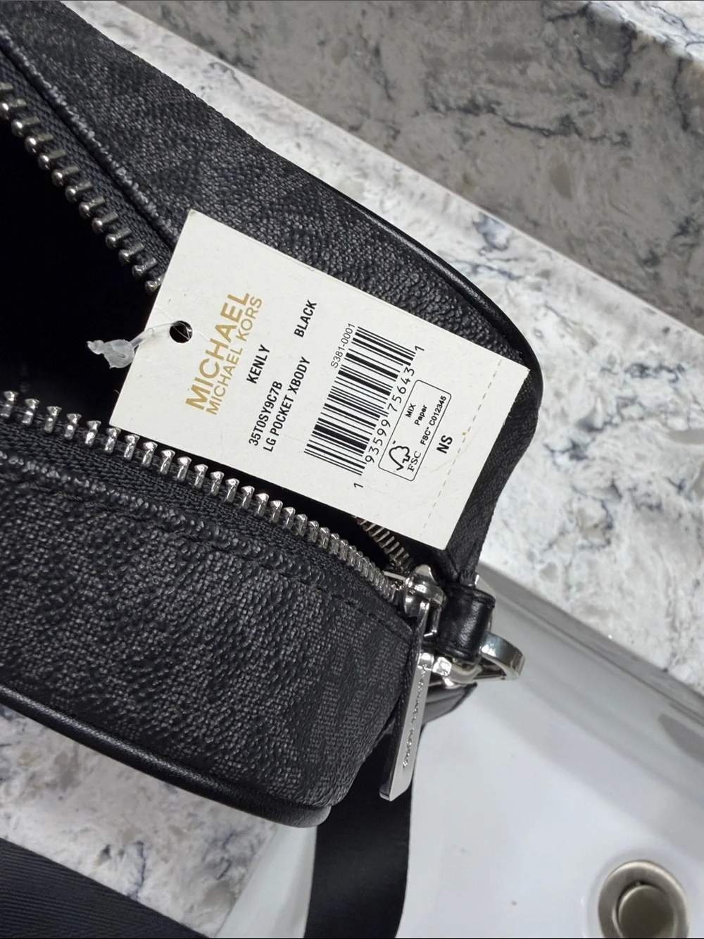 Michael Kors Black MK Monogram Crossbody Bag